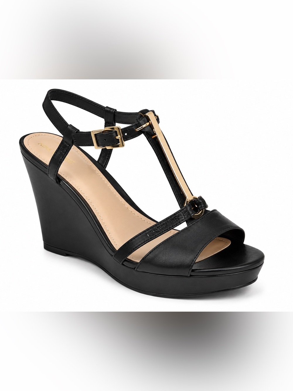 NWOT Rockport Women’s Black T-Strap Wedge Sandal